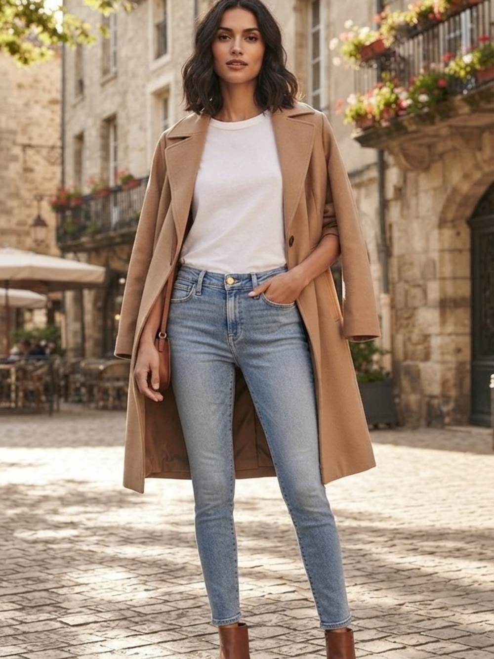 Frame Denim Mid-Wash Skinny Jeans in Light Blue